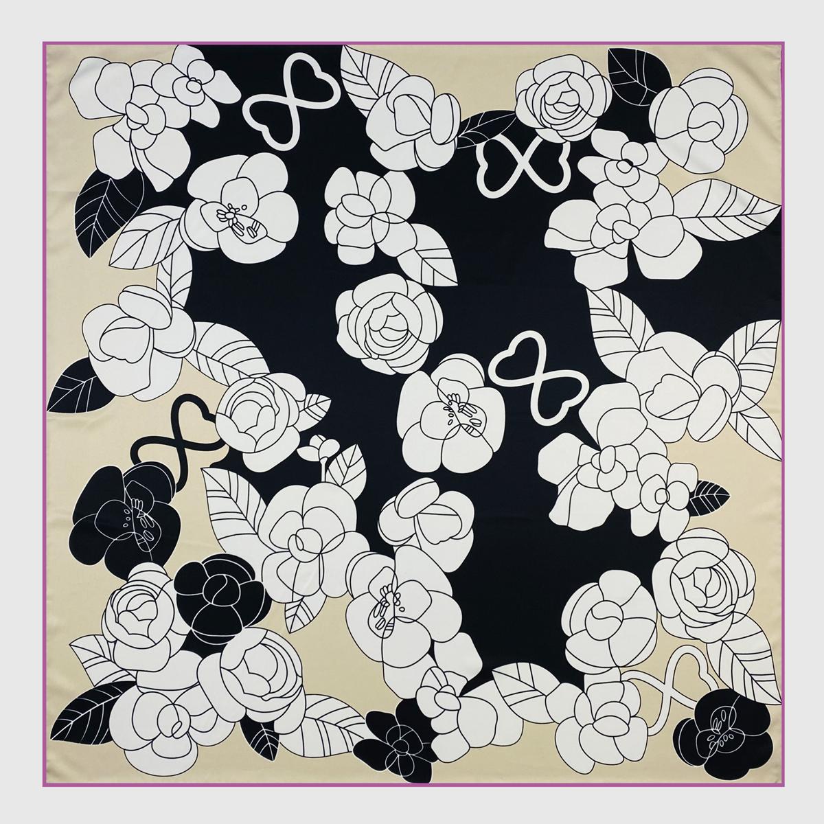 

90cm Hand Rolled Edges Luxury Rose Twill 100% Silk Scarf Women Foulard Hijab Scarf Head Square Scarves Shawl 2024 Brand Design