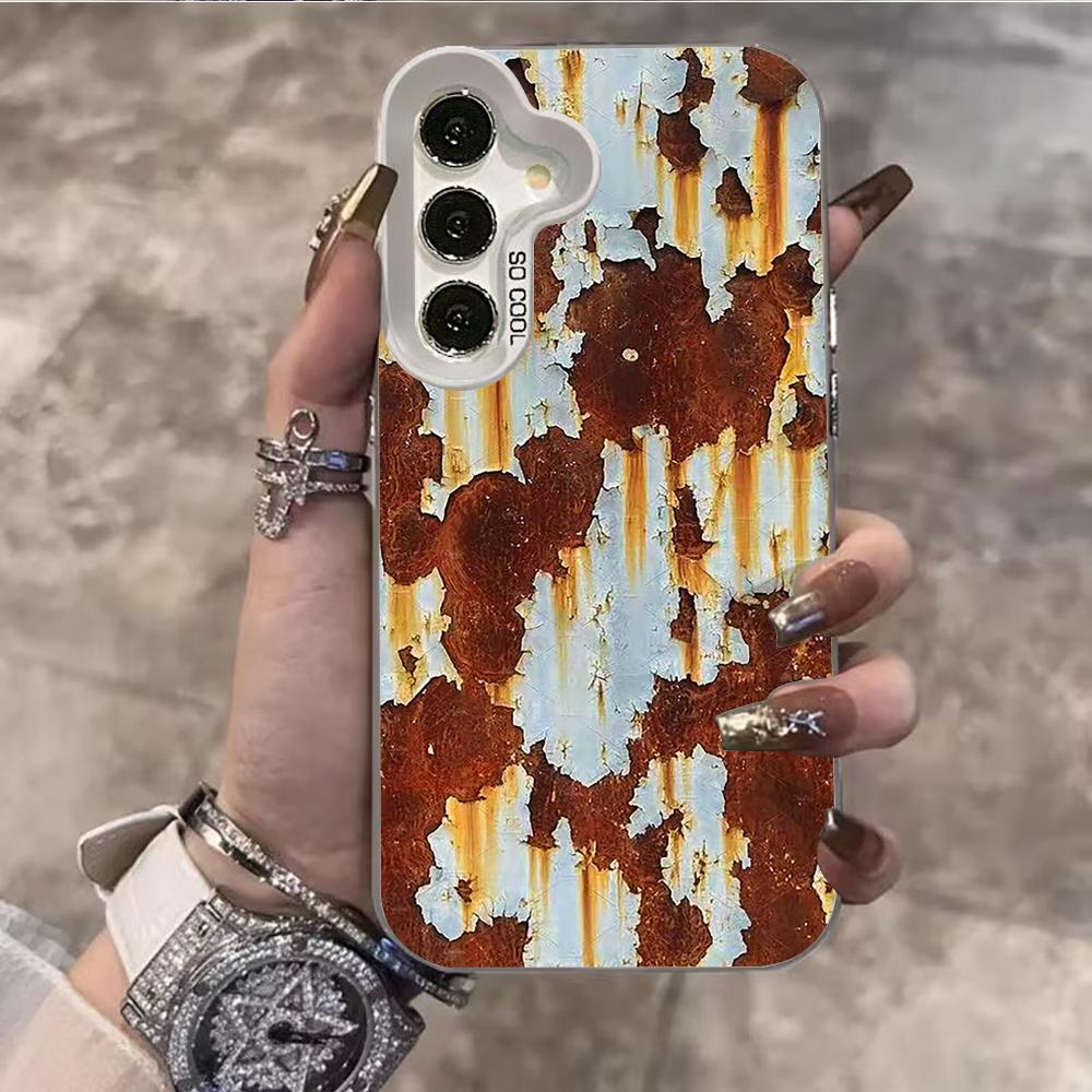 Peeling Paint Rust Print Phone Case For Samsung Galaxy S26 Ultra S25 S24 S23 S22 PLUS FE A56 A55 A54 A53 IMD Shockproof Cover