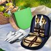1SET/10PCS Stainless Steel Outdoor Tableware, Camping Picnic Barbecue Steak Knife, Fork, Spoon Plate Portable Tableware Set