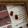 Boucles d'oreilles pendantes vintage en émail rouge bordeaux - Clous de style rétro français