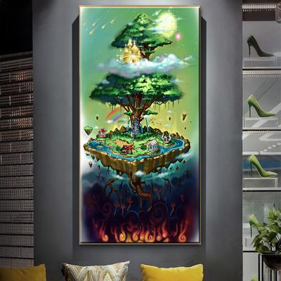 Grande pittura a diamante fai da te Fantasy Green Tree Wall Art Crafts Mosaico Immagine Punto Croce Cristallo Diamante Ricamo S395
