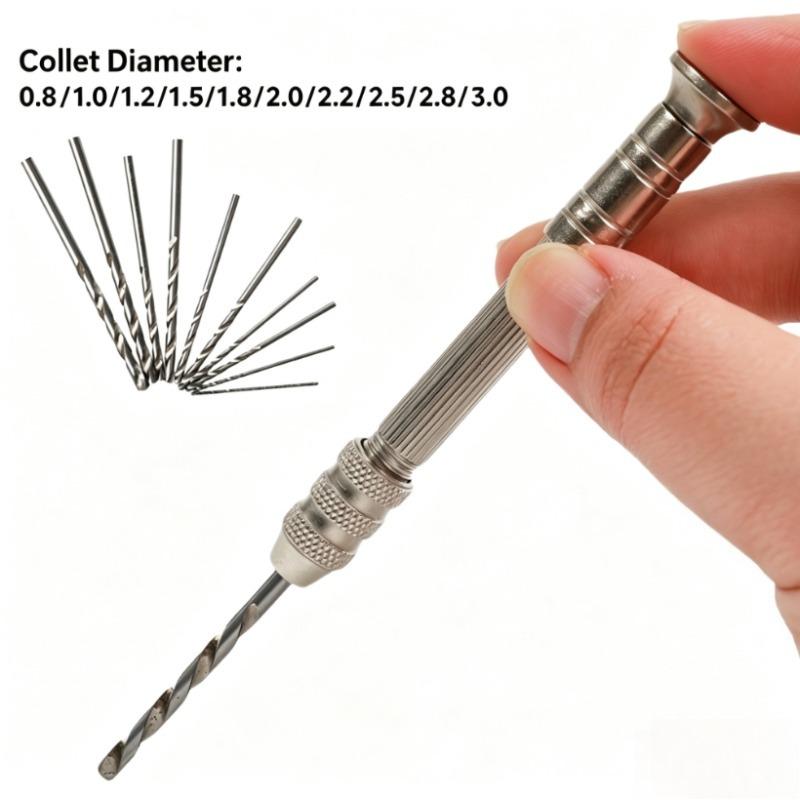 1/11pcs, 0.8-3.0mm Mini Hand Drill Wood work Tools Drilling Tool Manual Twist Drill Bits Jewelry Make Resin Drilling Model Craft