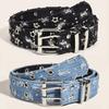 1pcs Punk-style Star Double-breasted Belt, Korean-style Jeans, Fashionable Decorative Belt, Corn-eye Belt for Women