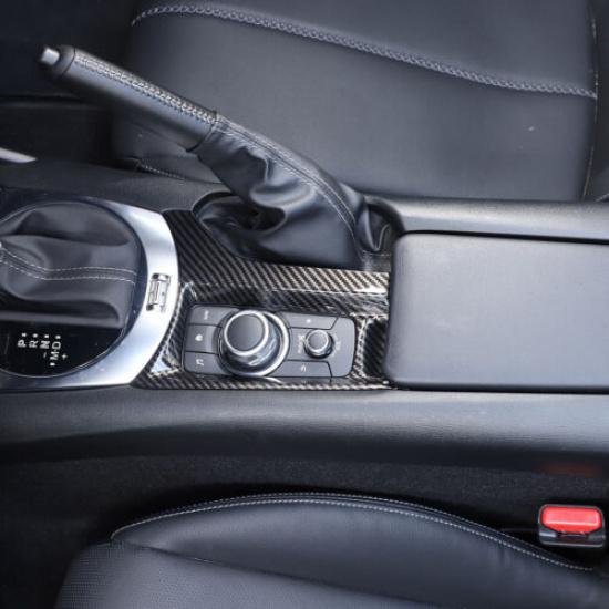 ABS Carbon fiber Center Console Multimedia Panel Cover Trim For Mazda MX-5 16-23