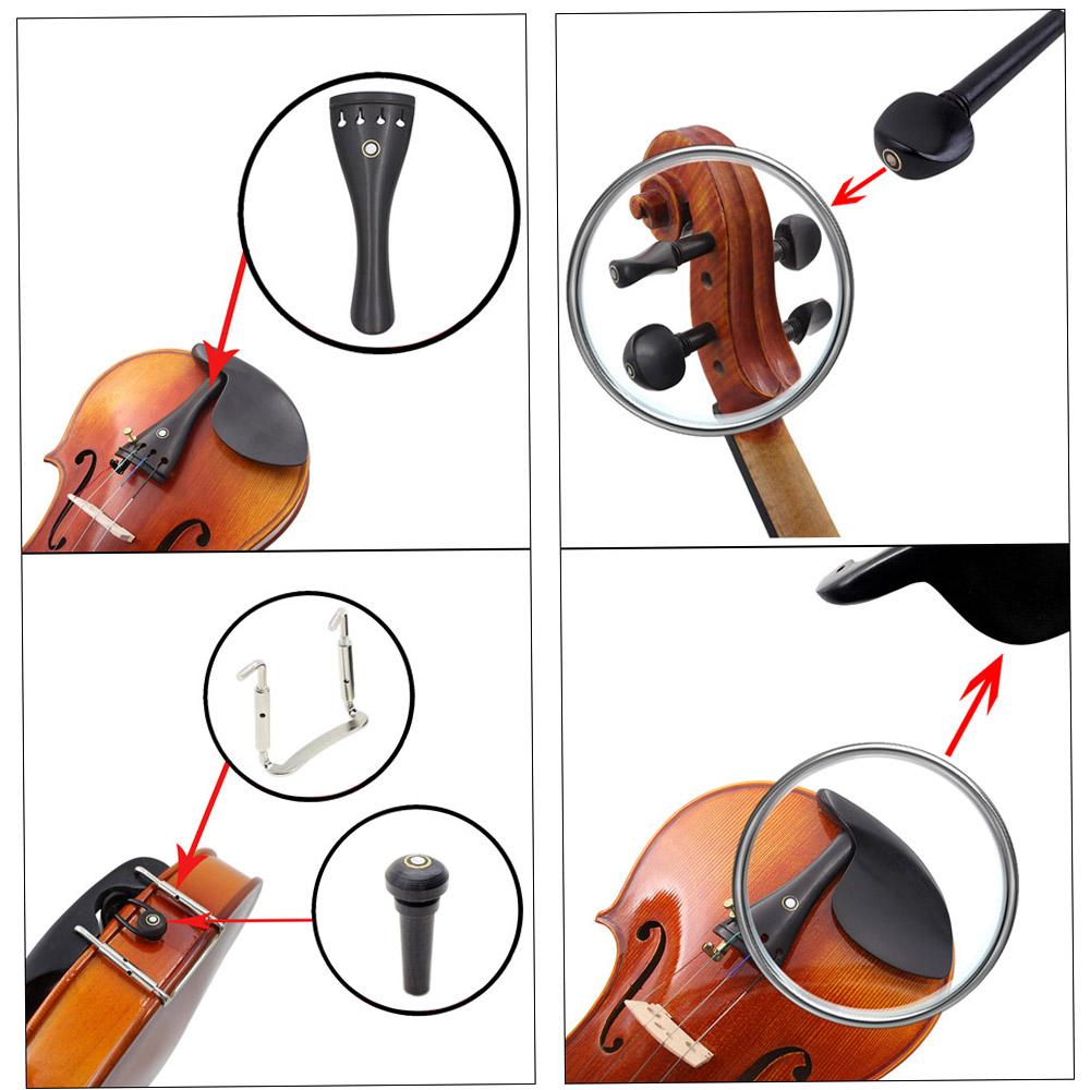 15pcs 4 4 Violin Fiddle Parts Accessories Including Tailpiece + Tail Gut + End Button + Chin Rest + Chin Rest Screw +