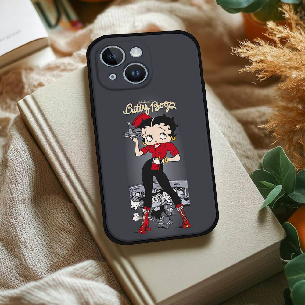 B-Betty-Cute-Boop Phone Case For IPhone 1716 15 14 13 Pro Max 11 12 Mini X Xs XR Black Silicone Cover