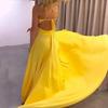 Summer Fashion Women's Halter V-neck Leak Back Tie Slit Long Dresses