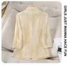 Chaqueta Rosa de Manga Tres Cuartos con Cuello de Solapa para Mujer - Estilo Profesional y Casual para Primavera, Verano y Otoño