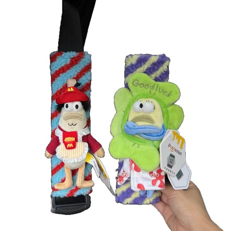 SpongeBob SquarePants Plush Car Seat Belt Shoulder Pad Cover - Soft Cartoon Vehicle Interior Accessory Kids Adults