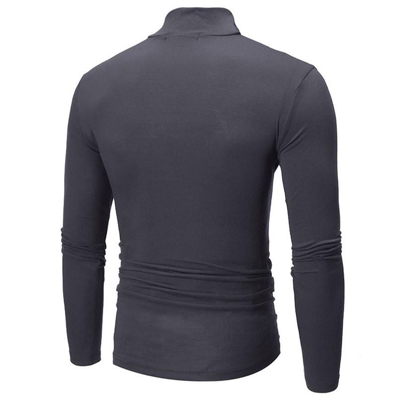 Spring and Autumn Men's Slim Fit Stand Up Collar Base Shirt, High Neck Long Sleeved T-shirt, Casual Versatile Solid Color Pullover