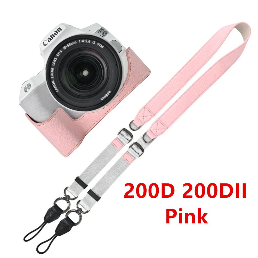 Получехол для камеры из ПУ кожи личи для Canon EOS R50V R50 R100 R8 R10 R5 R5II R6 R6II 200D 200DII SX70HS, чехол с плечевым ремнем black