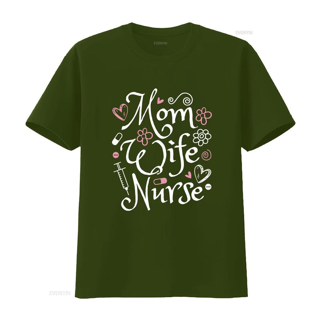 Mom Wife Nurse T Shirt Cute Registered Appreciation Graduation Idea vintage Washed Unisex Top For Everyday Wear Slightly