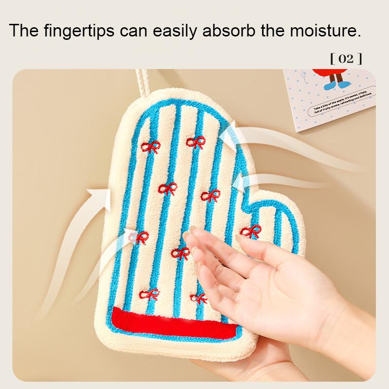 Coral Fleece Hand Towel Kitchen Bathroom Lantern Pattern Hangable Handkerchief Soft Absorbent Decorative Hanging Towel For Daily
