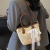 2025 New Spring Straw Striped Woven Bag Fashion Niche Lightweight Versatile Commuter Shoulder Handbag Women's University