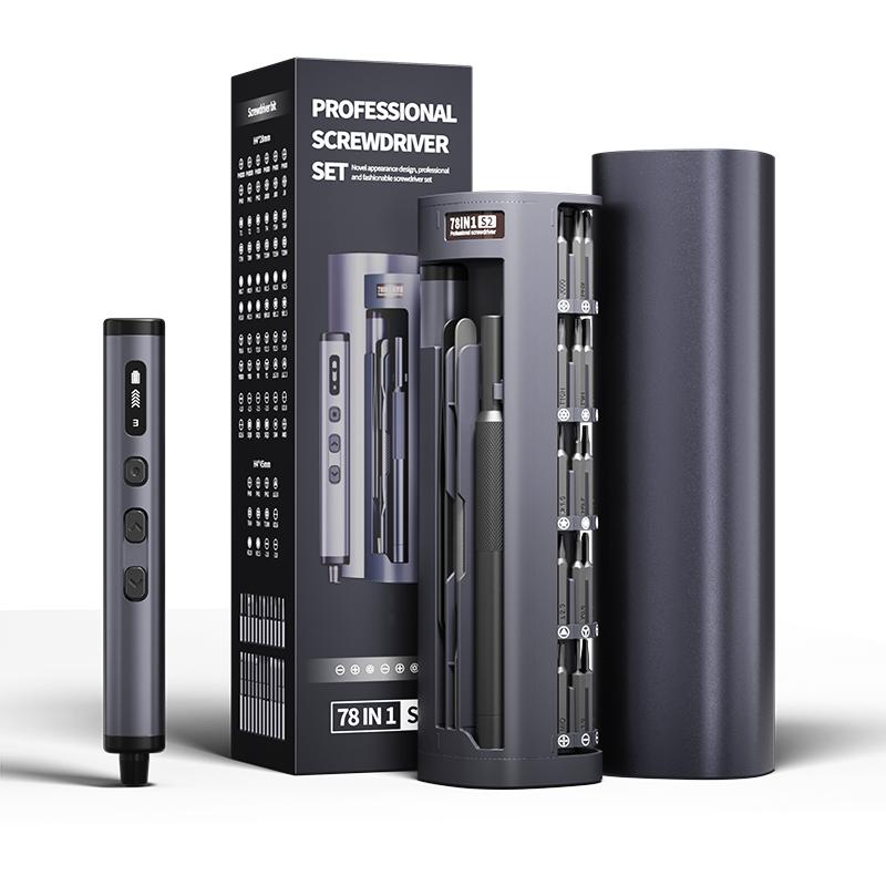 78 In 1 Electric Screwdriver with Square Tube Design Rechargeable and Compact for DIY Home Tasks with Rotating Storage Box