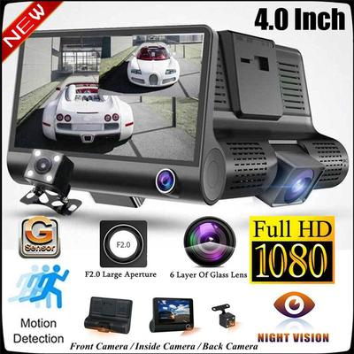 Night Vision Car DVR Camera Car Cameras Lens 4.0 Inch Dual Lens Camera 1080P Video Recorder Dash Camera DVR with 3 Camera