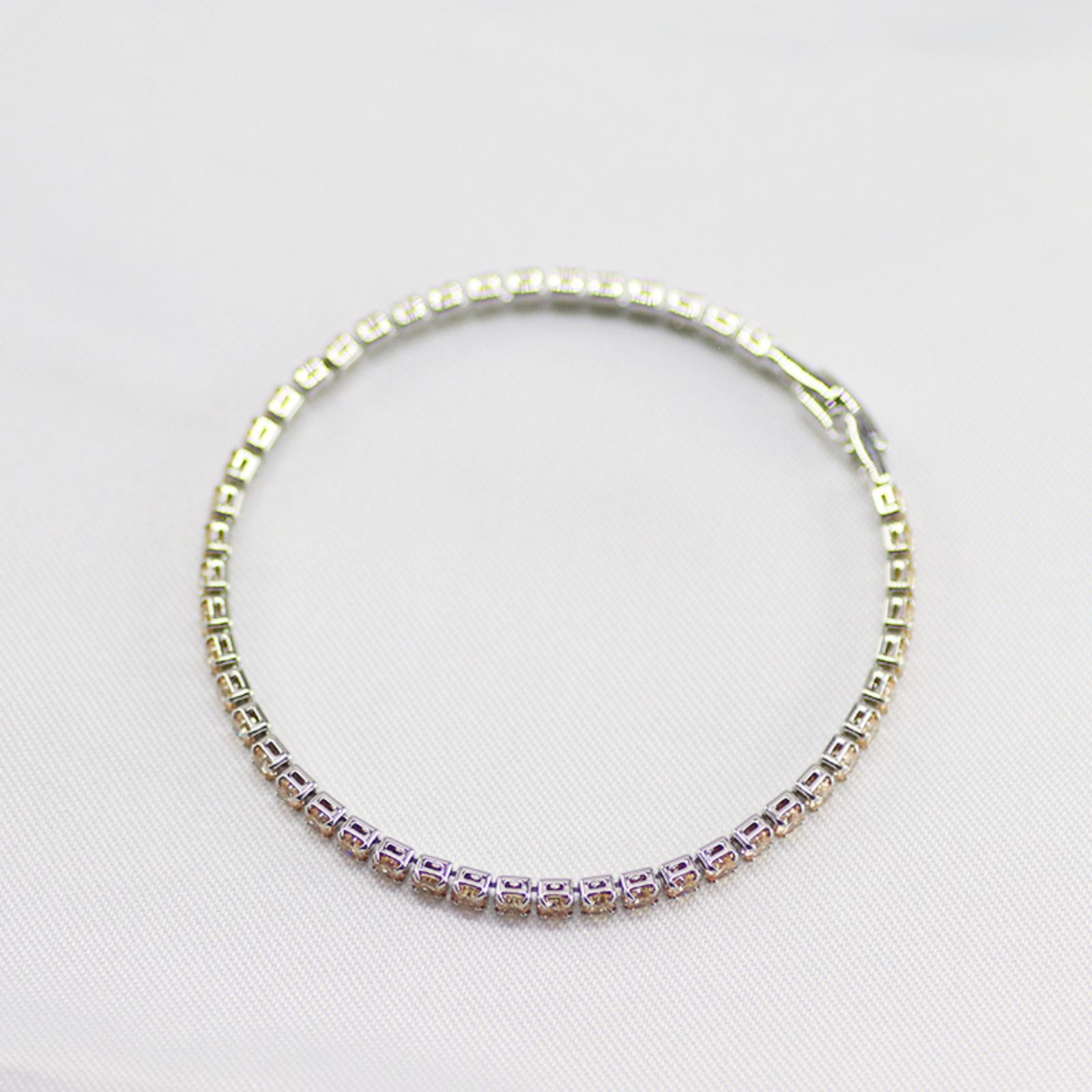 Natural Style Zircon & Copper Cross Bracelet - 5mm Round, Full Diamond Micro-Inlaid Design