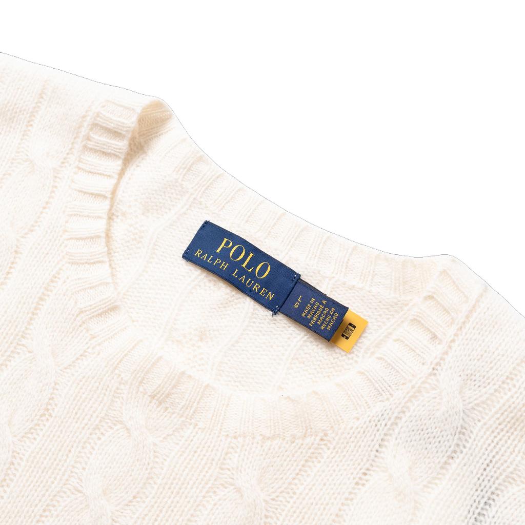 Polo Ralph Lauren FW21 Chunky Knit Logo Embroidered Pullover Sweater Men Sweater White 710719546001
