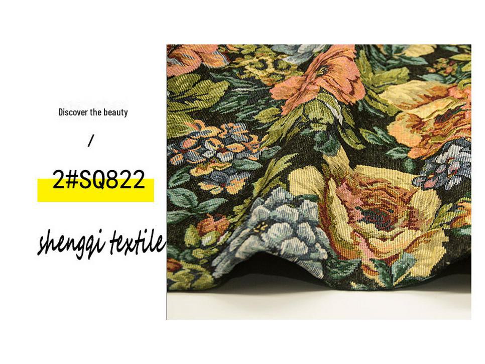 250G Ethnic Style Floral Jacquard Polyester-Cotton Fabric