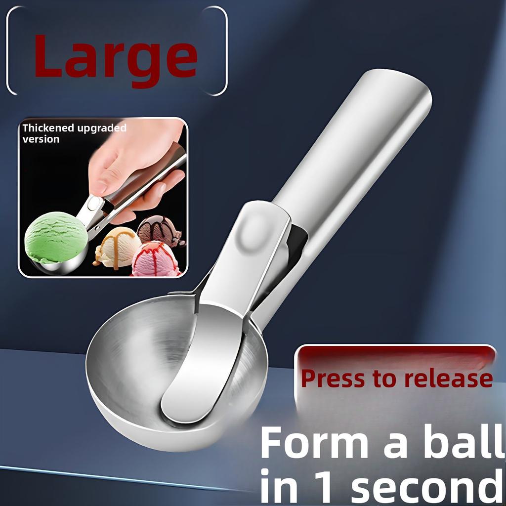 High-Quality Stainless Steel Ice Cream Scoop Ergonomic Fruit Baller Dessert Spoon for Modern Kitchens