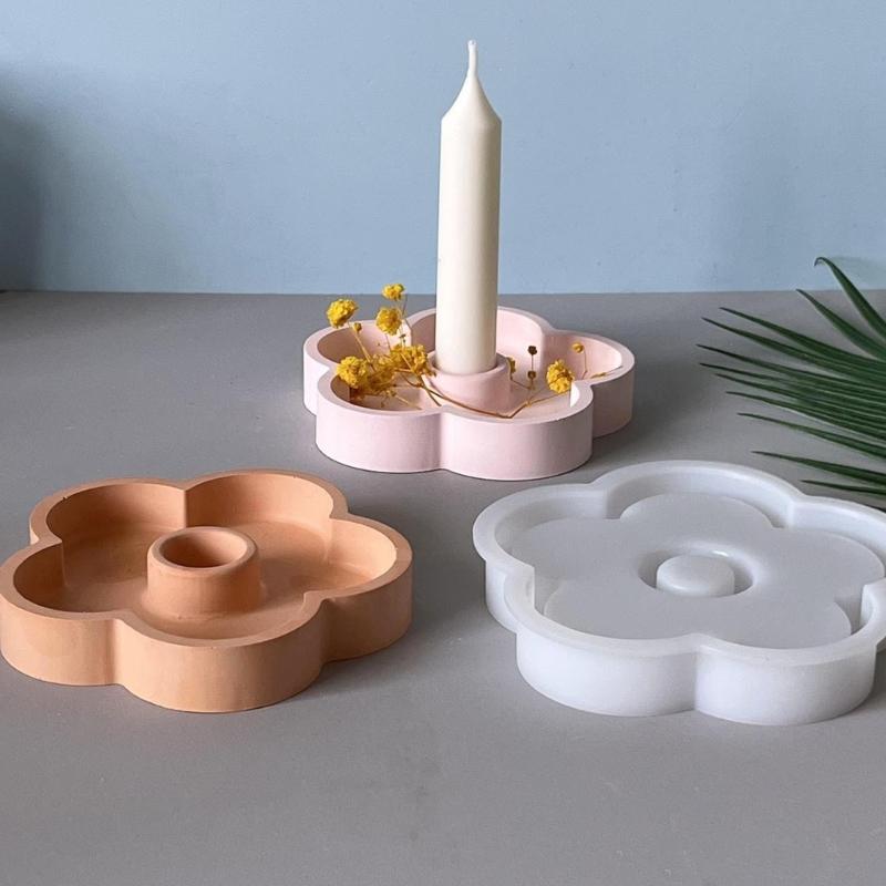 Floral Silicone Candle Holder Tray Food Grade Safe Flexible Long Candle Tray For Home Decors Party Centerpiece