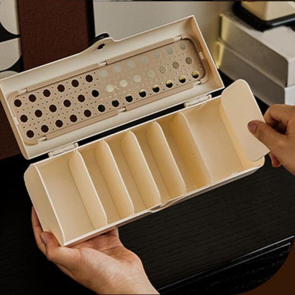 Plastic Date Cable Storage Box Rattan Weave Style Charging Cord Management Case  Office