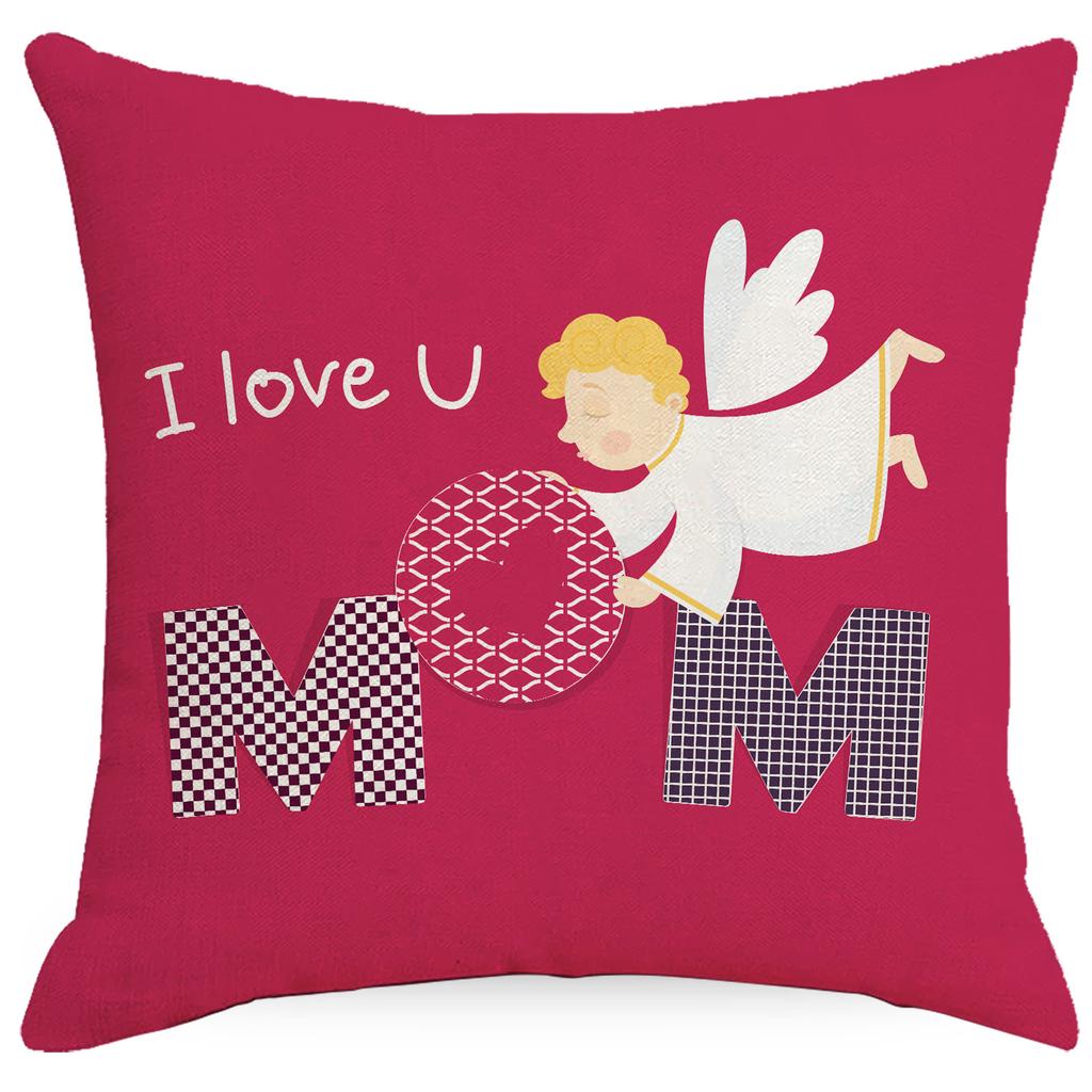New Mother's Day Line Printed Pillow Cover Pink Love Home Sofa Bedside Pillow Cover