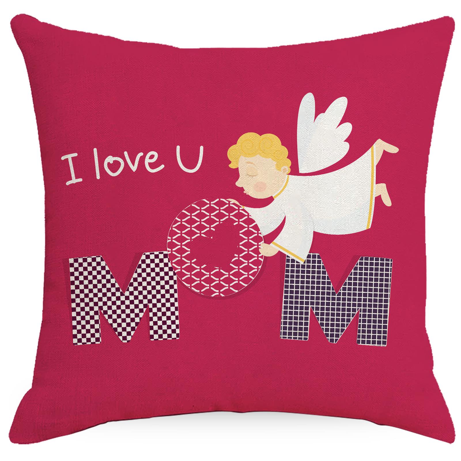 

New Mother S Day Line Printed Pillow Cover Pink Love Home Sofa Bedside Pillow Cover Premium Durable Quality Useful 45 * 45Cm without pillow core
