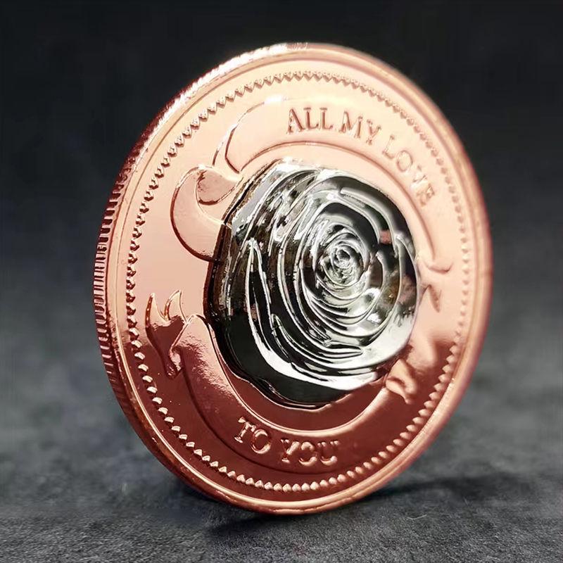 Love Rose Gold Two-color Commemorative Coin Three-dimensional Relief Rose Love Anniversary Valentine's Day Gift Wedding Annivers