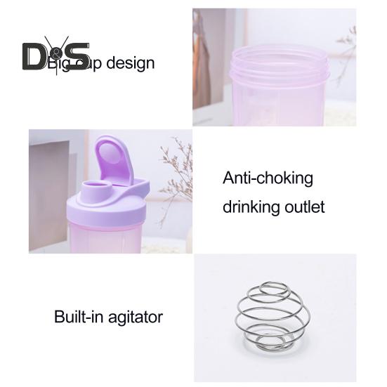 Protein Shaker Cup with Blender Ball 500ml Wide Mouth Shaker for Easy Mixing Portable Whey Protein Shaker Bottle for Sports Travel Camping