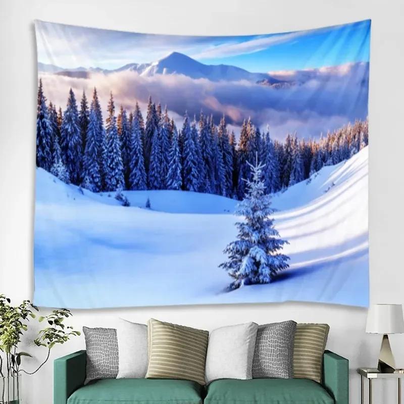 Winter Snowy Forest Pattern Bedroom Curtain Background Cloth Home Decoration Room Living Room Wall Tapestry