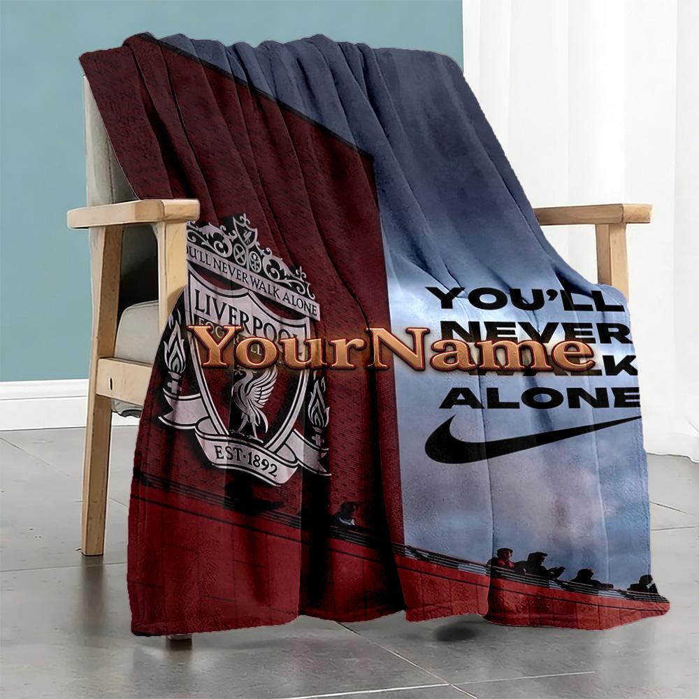 Liverpool Customize Text Blanket Throw Personalized Blanket Durable Comfort Versatile for Bedding Picnics Livingroom Office Chair