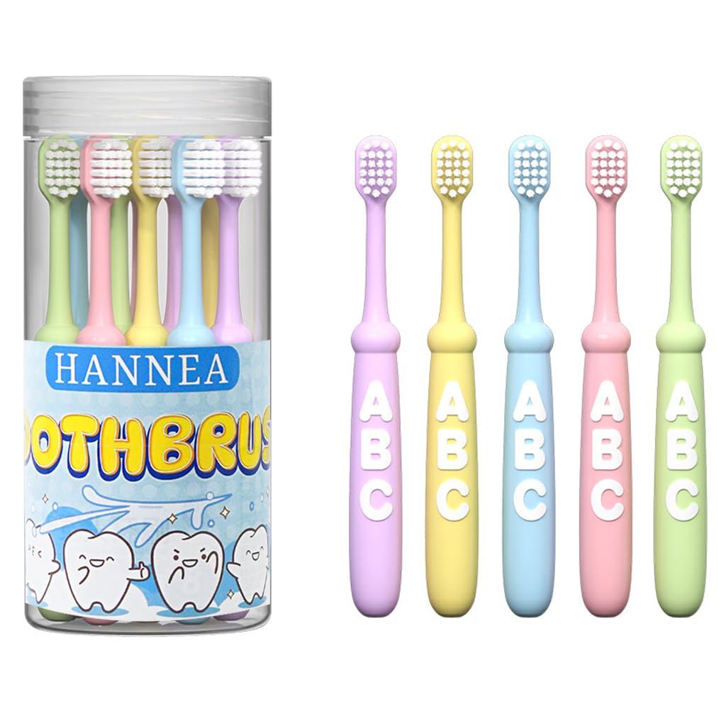 HANNEA® 10pcs Kids Toothbrush Soft Bristle Toothbrush for Kids Colorful Letter Kids Toothbrush Rubberized Handle Toothbrush for Kids 6-12 Years Old
