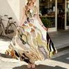 Women's U-Neck Sleeveless Flowy Maxi Dress,Lightweight Abstract Art Collection Vacation Dress for Holiday,Daily Casual & Party