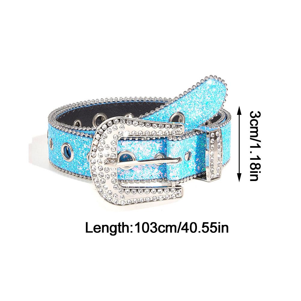 Women's Wide Waistband Shining PU Leather Strap For Western Belt For Girls Y2K Men Rhinestone F B7L6
