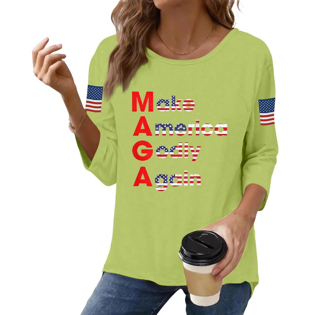 Women's Casual Fashionable Sexy Comfortable Neck Three-Quarter Sleeve Top