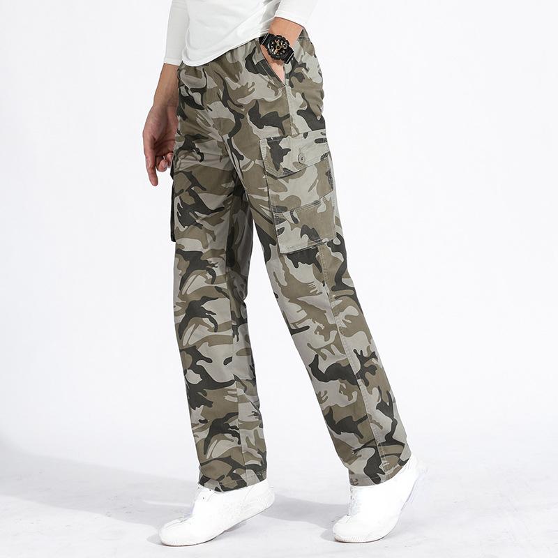 Camouflage-Baumwoll-Arbeitshose für Herren, große Arbeitshose, Hose für Herren, elastisch, gewaschen, Freizeithose für Herren