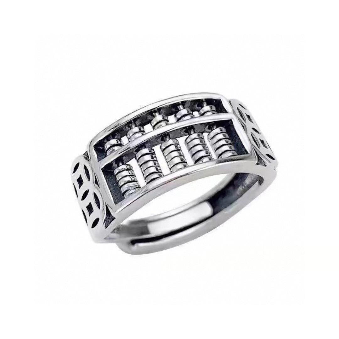 Vintage National Style Adjustable Abacus Ring for Wealth and Luck Open Adjustable