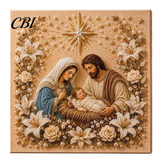 Ostern Religiöses Geschenk Heilige Familie Gemälde DIY-Kit, Kunst mit Kunstperlen Weihnachten Katholisch für Frauen Bastelset Erwachsene, Heimwanddekoration Handgemacht Spirituell