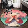 1pc Anime Design Round Carpet Cute Girl Eating Apple with Green Leaves Background, Office Chair Mat, Non Slip Rug, Living Room, Bedroom, Game Room