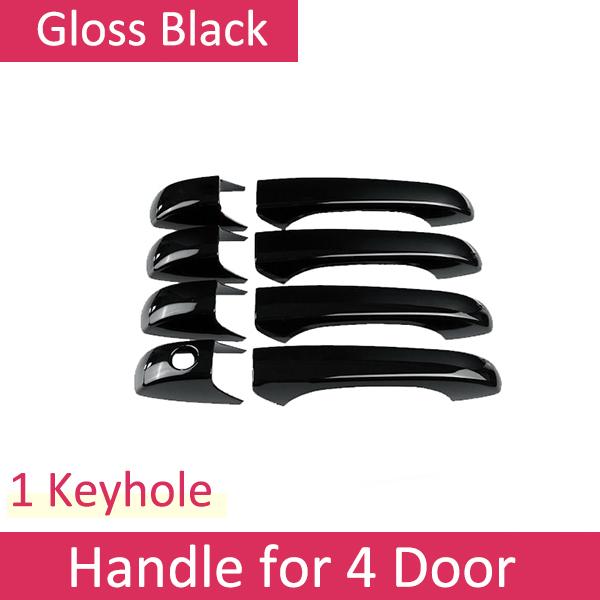 For Jeep Patriot 2007~2017 Chrome Gloss Black Carbon Fiber Smart Door Handle Cover Trim Set Car Styling Exterior Accessories