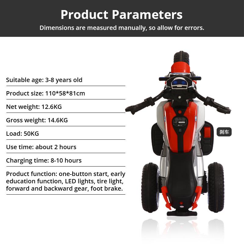 Kinder Elektro-Motorrad Dreiräder Dual Drive Kinderauto mit Fernbedienung Bluetooth Musik LED-Licht