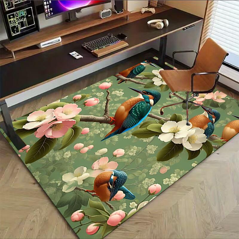 1 Stück Retro-Vogelmuster Extra groß Rutschfester Bodenteppich, Büro, Familie, Schlafzimmer, Großer Teppich Innenbereich Teppiche, Lebendige Farben-W205