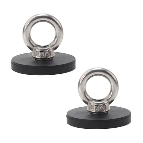 Super Strong Neodymium Magnet Hooks, 43mm Diameter, Rubber-Coated Stainless Steel, Rust-Resistant, High-Friction Magnetic Mount Base, Non-Slip, Scratc