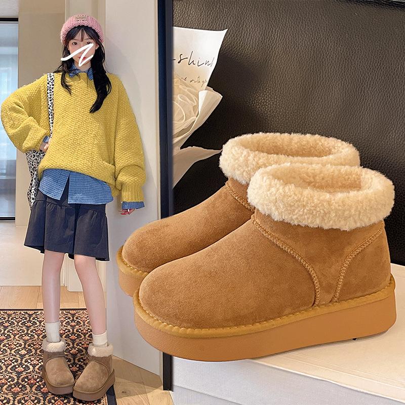 [Fanfna] Retro platform snow boots for women's 2025 autumn new velvet thickened warm wear-resistant non-slip cotton shoes