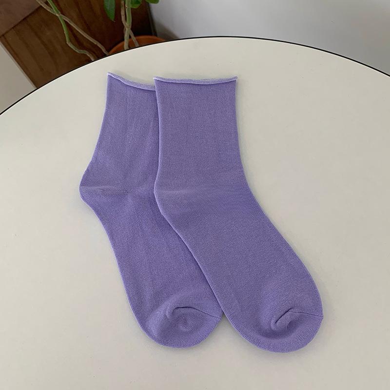 

Короткие тонкие носки с низкой посадкой, однотонные носки-следки цвета карамели, весенне-летние хлопковые носки, дышащие женские носки 1 pair фиолетовый