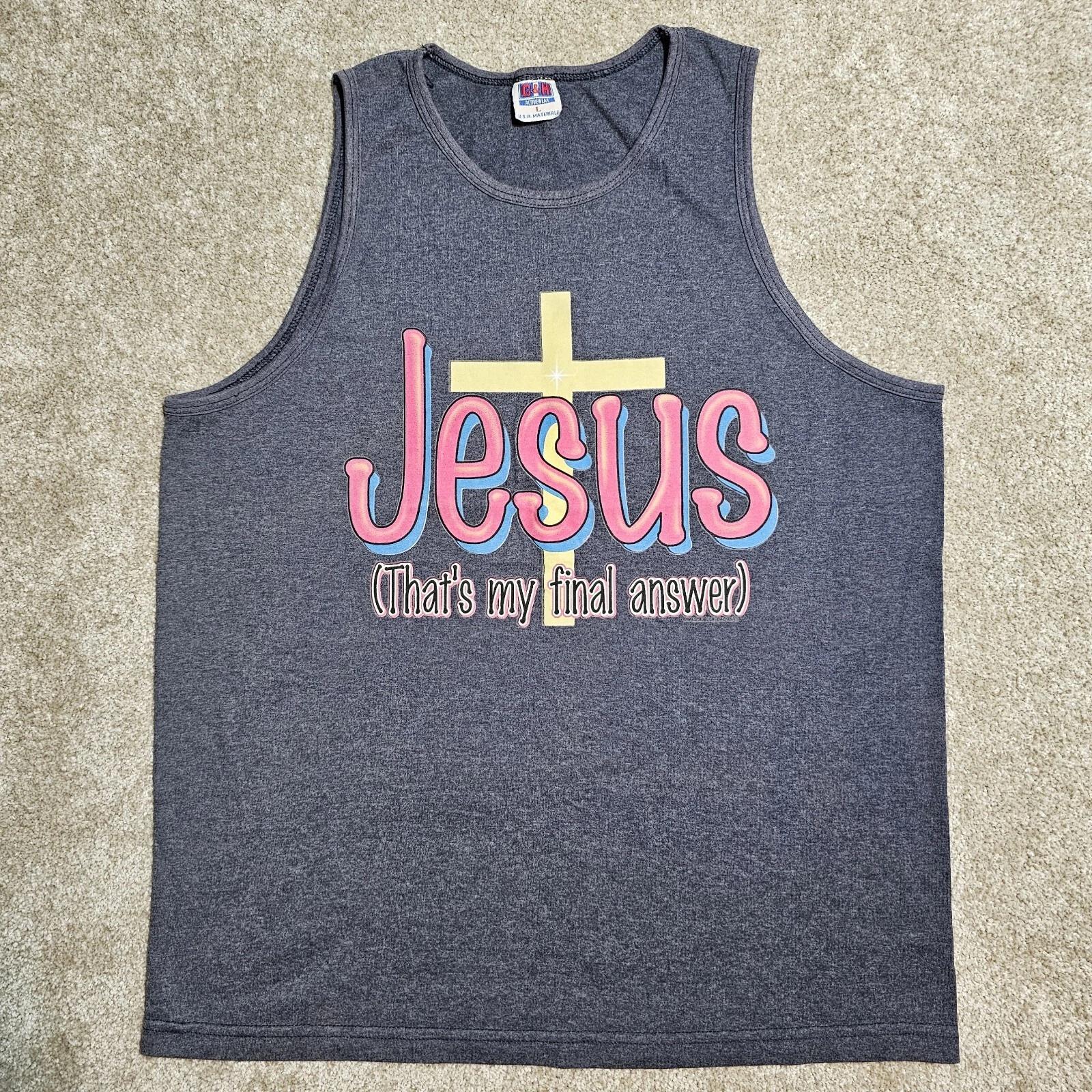 Vintage 90s Jesus Is My Final Answer Tank Top Mens L Religious Ironic Cross Y2k M