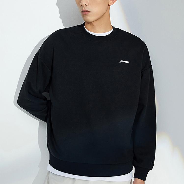 Li-Ning Solid Color Crew Neck Pullover Sweatshirt Unisex Sweatshirt Black AWDT615-1
