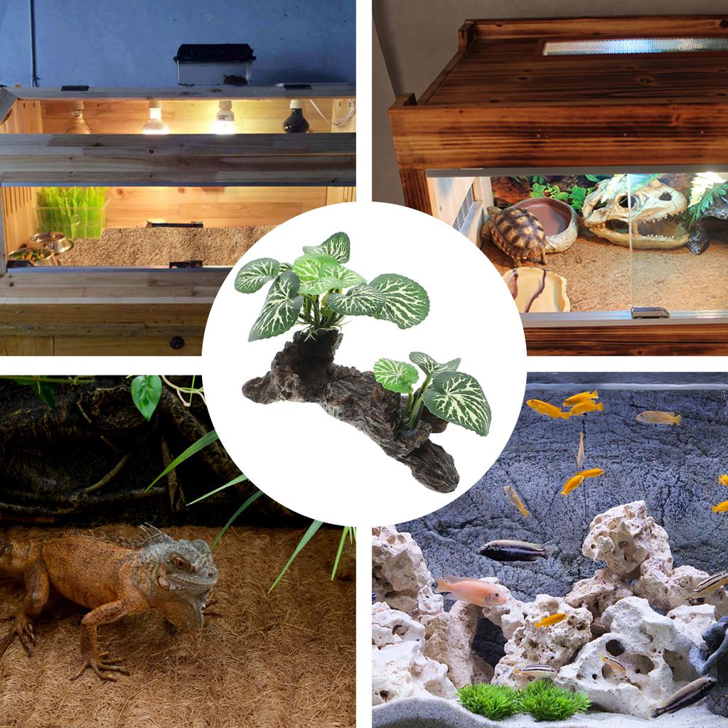 Realistic Reptile Plants Ornament for Terrarium Rainforest Plant Decor Artificial Plant for Reptile Habitat Fish Tank Decoration