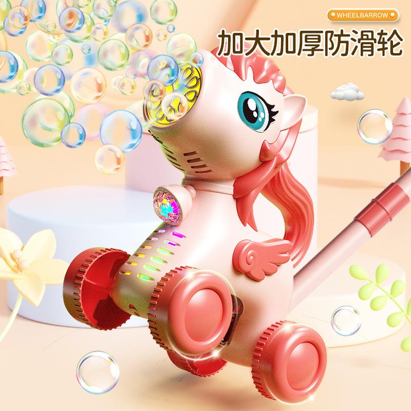 Dětský kreslený jelen Tlačítkový bublifuk Chodítko Kočárek 2v1 Elektrický bublifuk Auto Zvuk a světlo Venkovní hračka